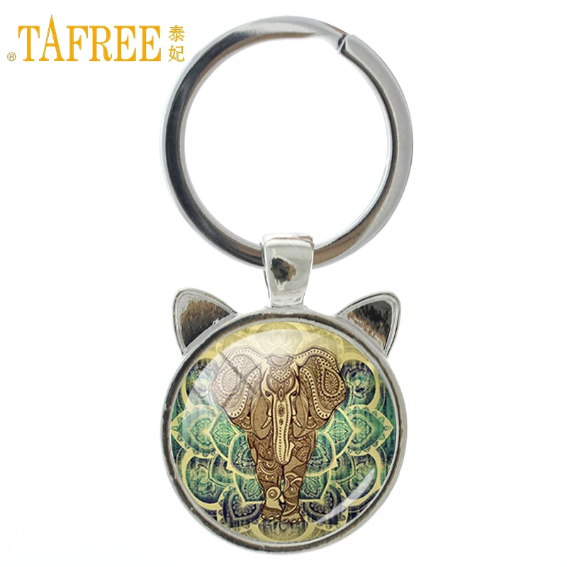 TAFREE Слон-брелок брелок с большой фигурой животных круглый стеклянный