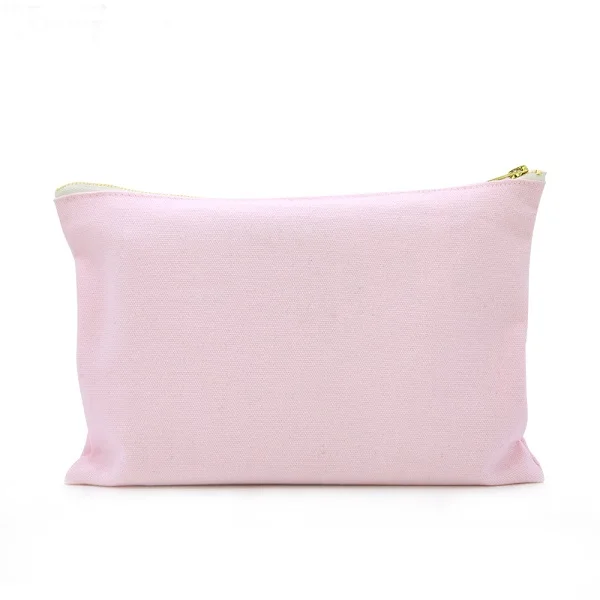 Pink OIVEFEET, 5 шт., 12 унций, простая розовая хлопковая холщовая косметичка, косметичка для путешествий, косметичка, Золотая сумка на молнии - Цвет: Pink
