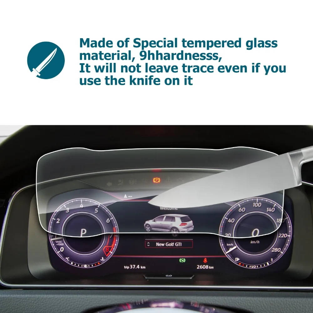 RUIYA Защита экрана для Volkswagen VW Golf 7 12,3 дюймов Volkswagen's Digital Cockpit lcd приборная панель, 9H Закаленное стекло протектор