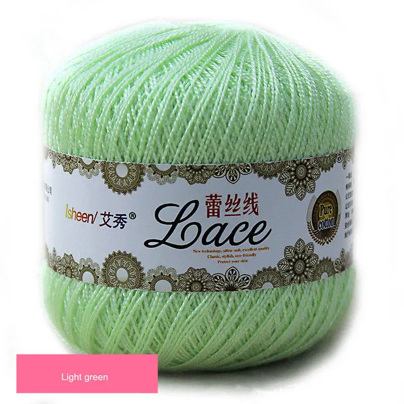 50 g/ball 8# Lace Crochet Thread Cotton Wool Fine Yarns Embroidery Crochet Knitting Lace Jewelry DIY Hand Knitting Threads - Цвет: Light green