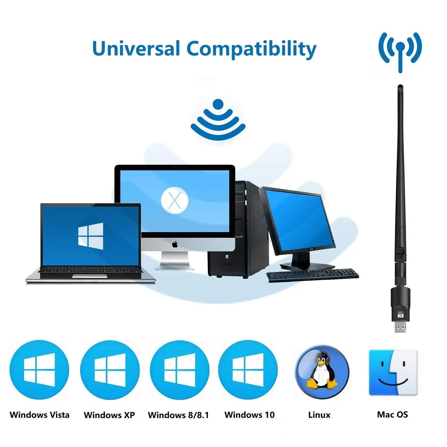 USB WiFi адаптер 1200 Мбит/с двухдиапазонный 2 4 ГГц + 5 ультра скоростной 802 11ac сетевой