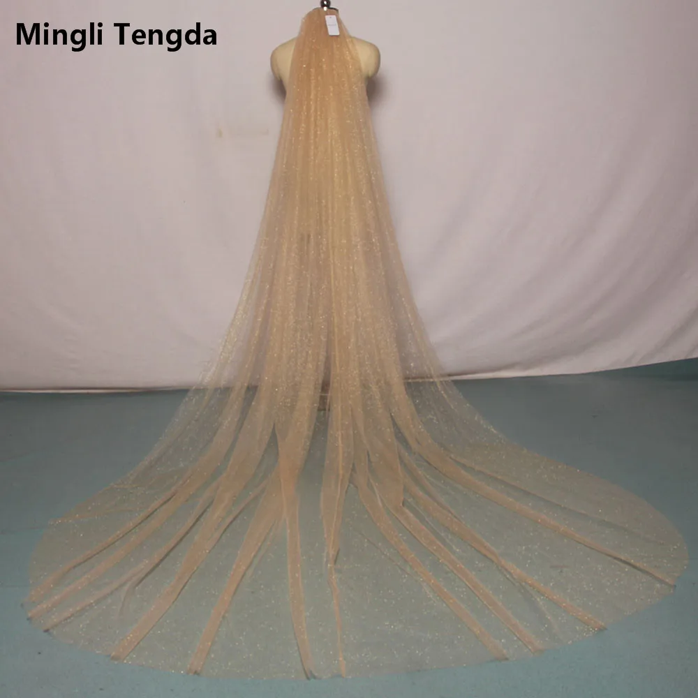 Золотая вуаль mingli Tengda блестящая для свадьбы 3 м с металлической расческой
