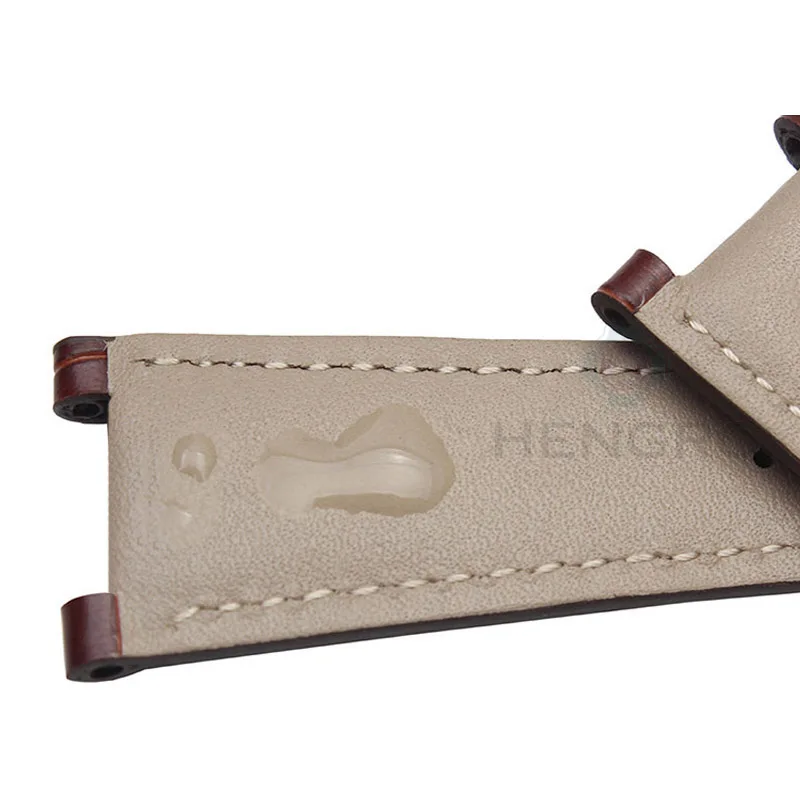HENGRC Luxurious Genuine Leather Watchband Belt 25*18mm Brown Black Watch Strap For PP Without Buckle Accessories