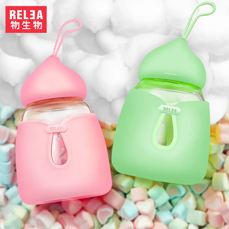 Корейская Милая стеклянная бутылка портативная чашка для воды кружка чая и кофе