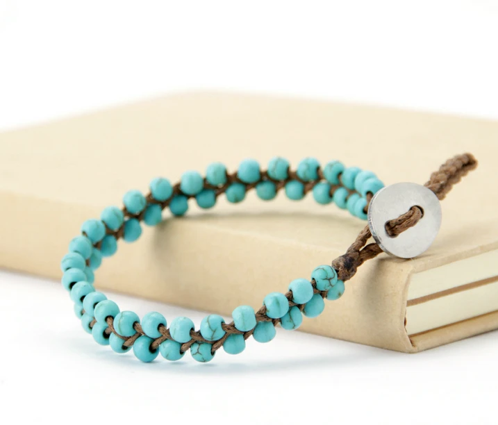 Женский браслет ручной работы из вощеного шнура с бусинами|wrap bracelet|bracelet handmadeboho