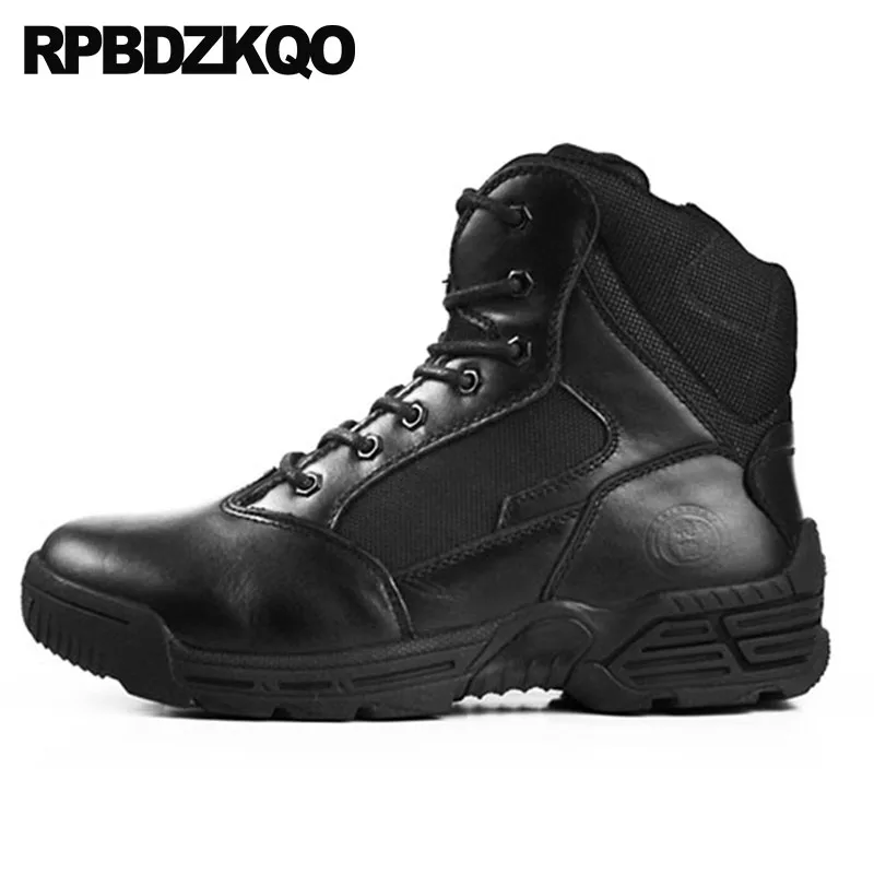 

Desert Tactical Ankle Army Combat Platform Full Grain Leather Black Thick Soled High Sole Shoes Men Mesh Military Booties Boots