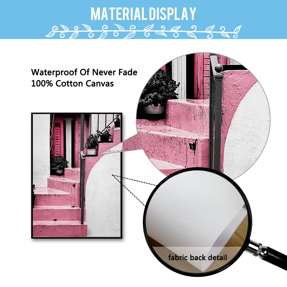 Настенная картина розовая Гора дорога лестница цитаты Картина на холсте