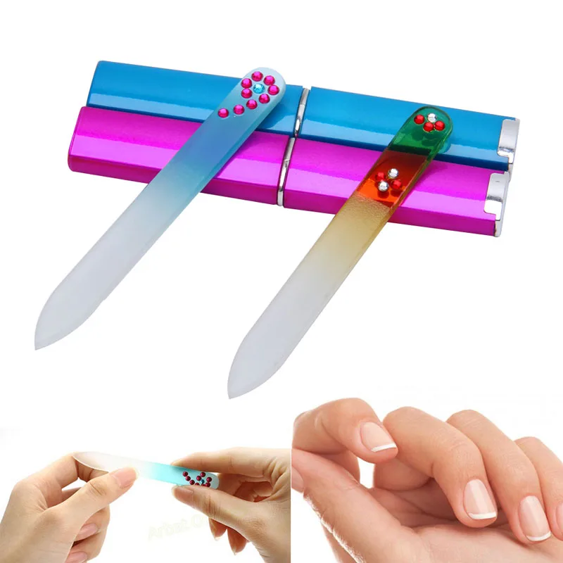 Средний стразы стеклянный лак для ногтей буферная пилка маникюра с Barrelled Box |