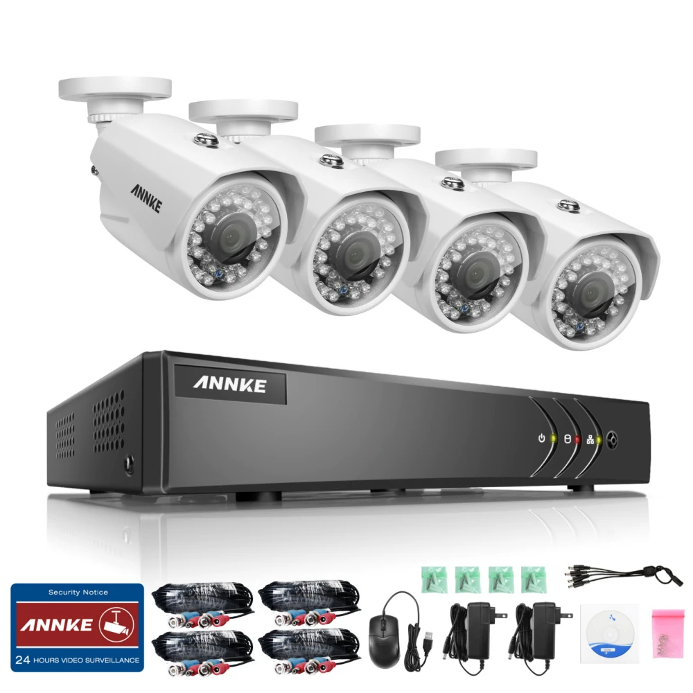 ANNKE 1080N 4CH 720P Домашняя безопасность HD DVR 4 шт. 1MP 1200TVL AHD камера ИК CCTV Камера Системы 8