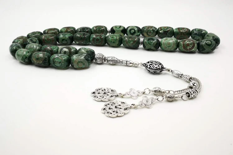 Глаза Агаты камень Tasbih натуральный Агаты мужские Молитвенные Четки из бусин мусульманский зеленый 33 бисер субха