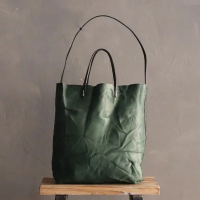 Green (small size) Натуральная кожа дизайнерская Ретро трендовая женская маленькая сумочка из воловьей кожи высокого качества мягкие сумки на плечо простая сумка для покупок - Цвет: Green (small size)