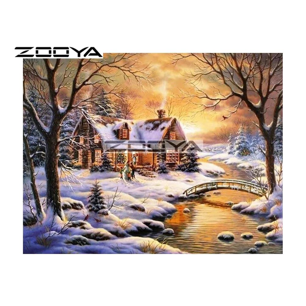 ZOOYA 5D &quotсделай сам&quot дневной снеговик детский Снежный пейзаж алмазная живопись