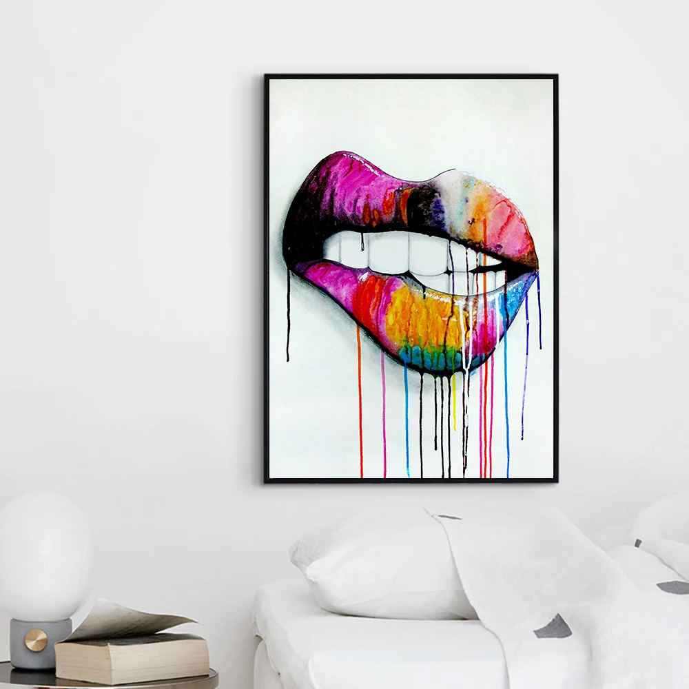 Настенная картина HDARTISAN Абстрактная Картина на холсте искусство губ красочная