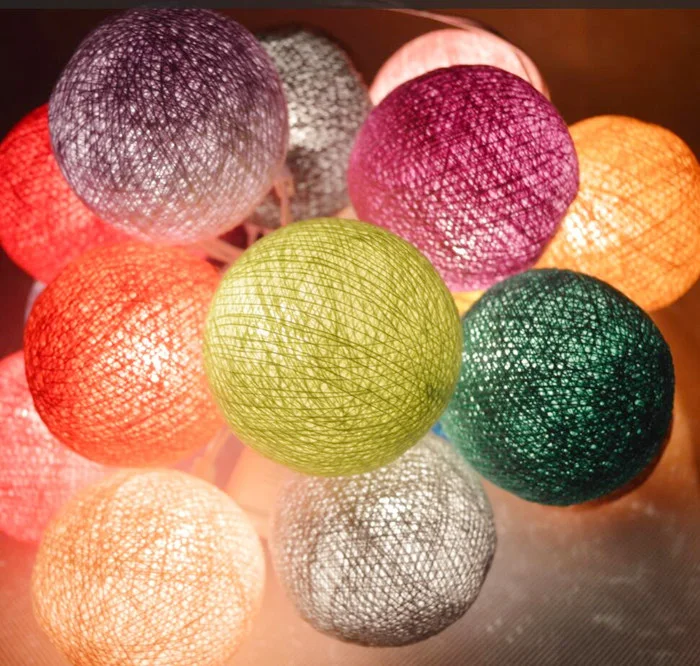 string lights bulb 20 COLORFUL Multicolor Cotton Balls String Lights Fairy Home/Patio Weddings XMAS Decoration 3m | Освещение