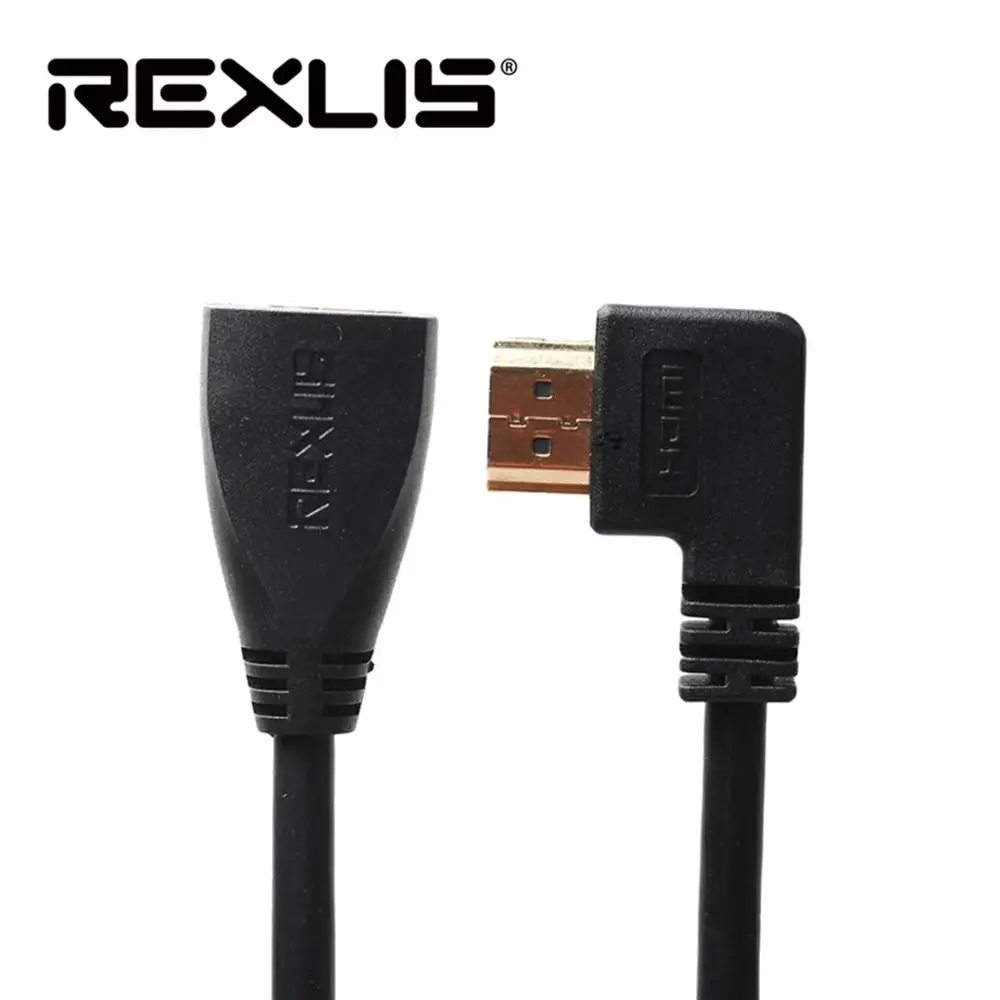 REXLIS Позолоченные 90 градусов влево/вправо HDMI кабель-удлинитель мужчин и женщин V1.4