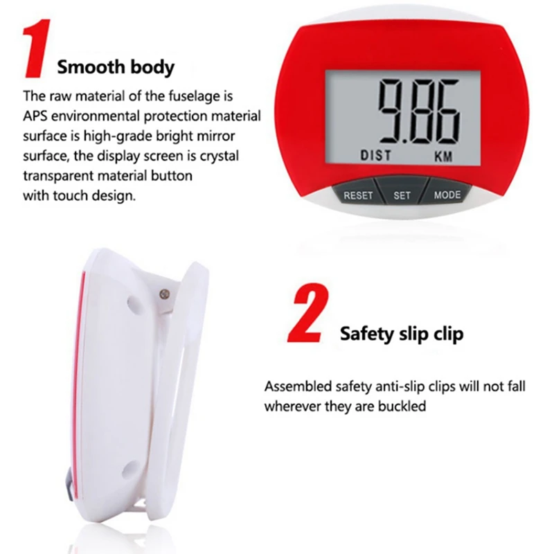 Fitness Digital Pedometer Waterproof Portable Digital Pedometer Step Movement Calories Counter for Running Walking Outddor Sport