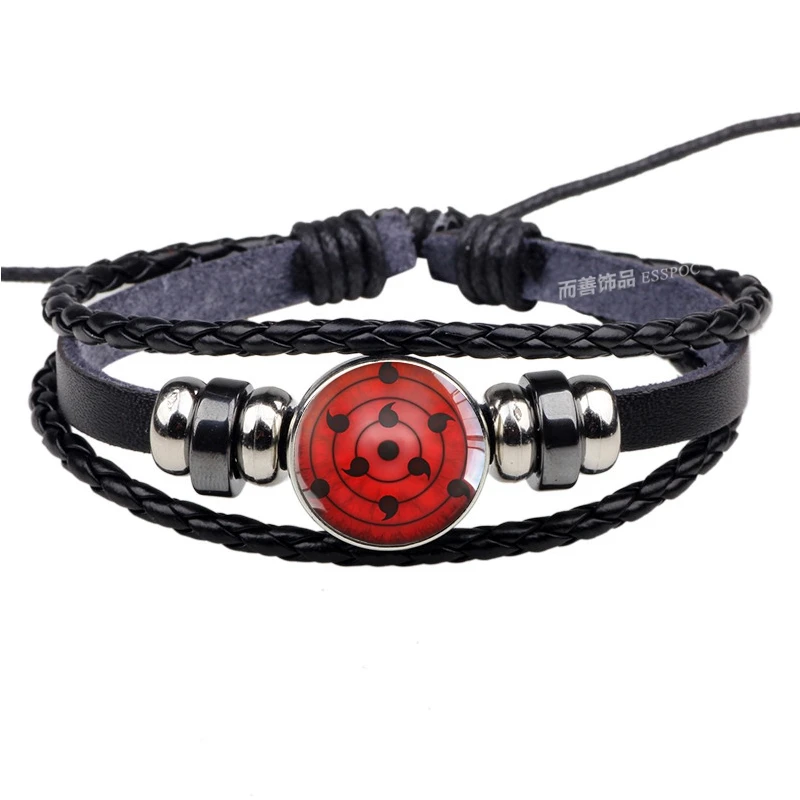 Uchiha Clan Rinnegan Sharingan глаз браслет Аниме Наруто плетеный кожаный браслет Наруто Саске Итачи Какаши Косплей ювелирные изделия