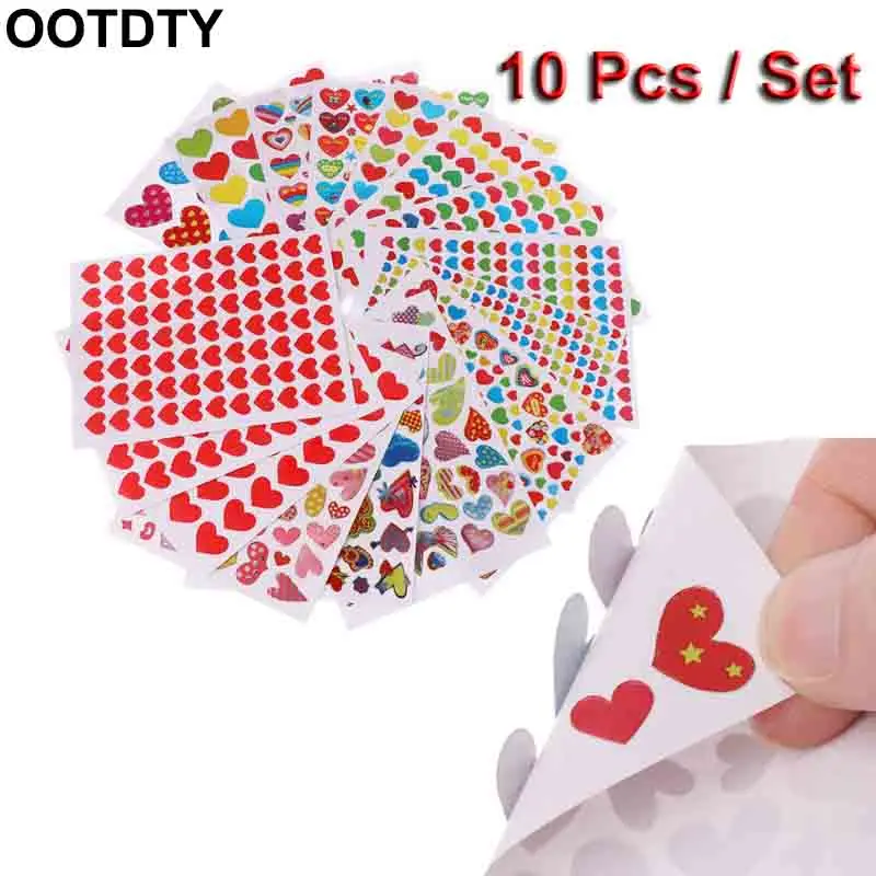 10 листов наклеек в форме сердца декоративные наклейки виде для детей ремесло