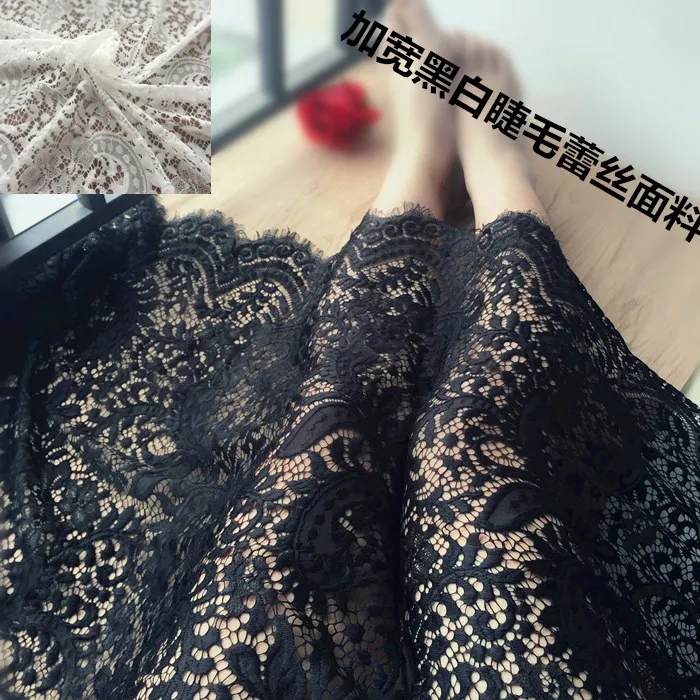 73cm width White and black Romantic Net Eyelash soft Lace Fabric Wedding dress Doll Craft 3meter | Дом и сад