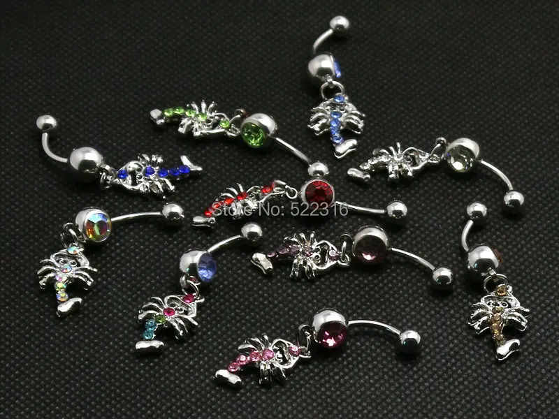 Подвеска в виде скорпиона кольцо для живота 10 шт. разные цвета хирургическая