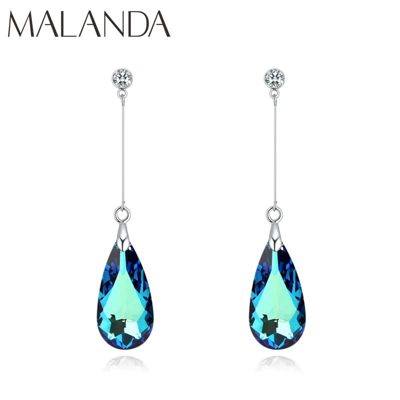 Malanda Original Crystal From SWAROVSKI Water Drop Earrings For Women Earrings Fashion Long Dangle Earrings Wedding Jewelry Gift