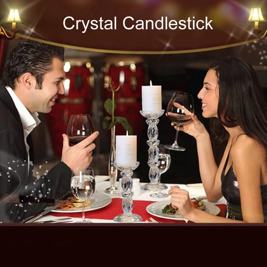 Europe Crystal Glass Candle Holders Stick Column Candelabra Christmas Candlestick Crafts Wedding Home Decoration Accessories | Дом и сад
