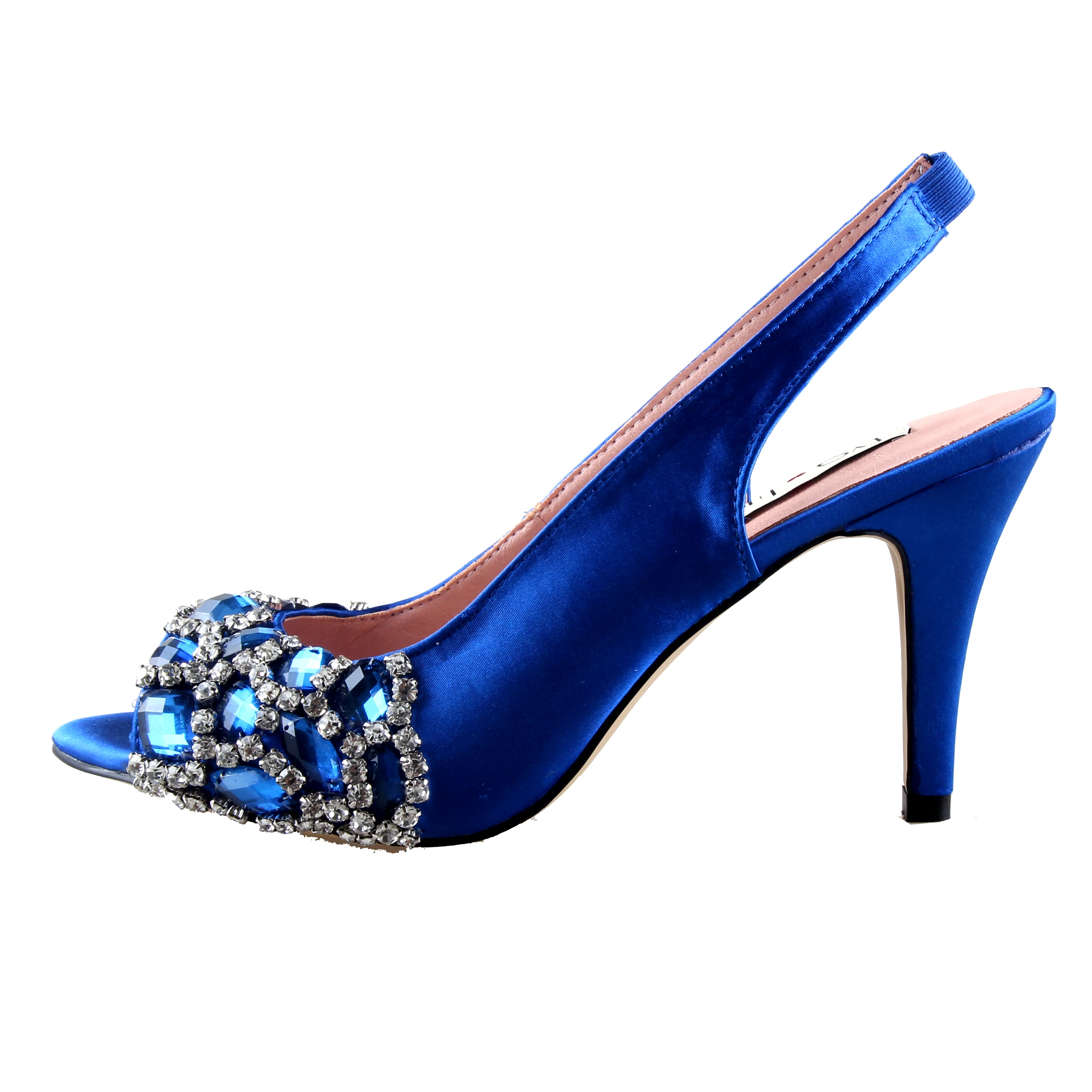 BS1020 Custom Made Royal Blue Crystal Shoes With Matching Bag Slingbacks Party Women Bridal Wedding | Обувь