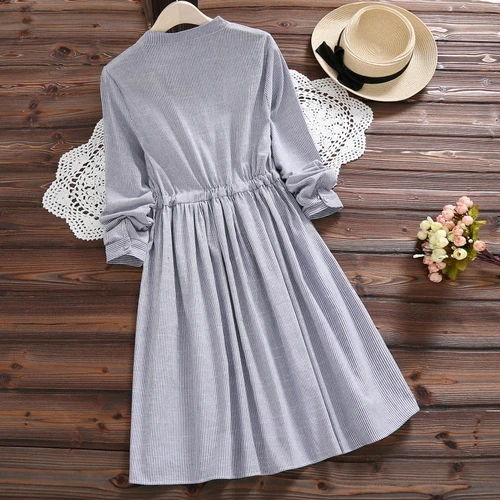 Mori girl robe Femme 2019 весенне-осеннее винтажное платье с завязками на талии женские