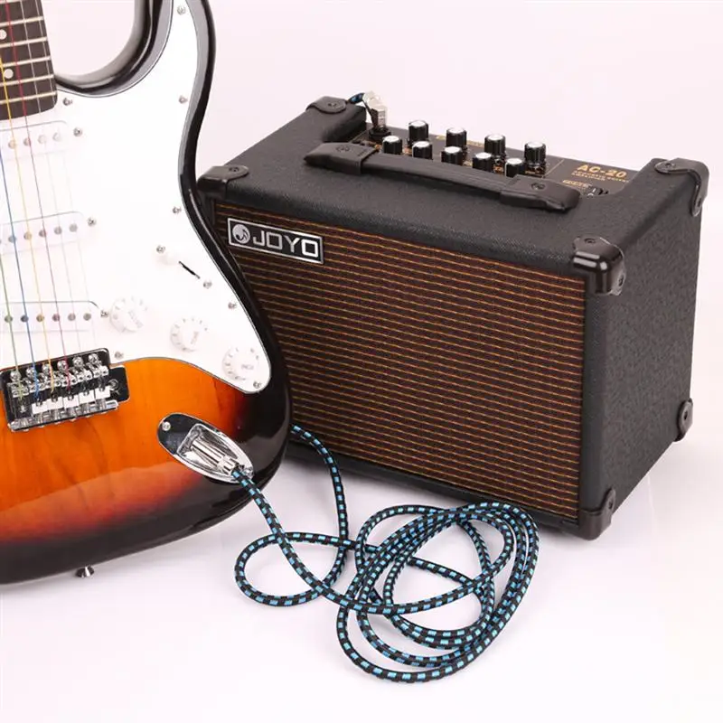 3m Electric Straight to Right Angle Guitar Cable Cord Connector Noiseless for Bass Insturments (Black Blue Braiding) | Спорт и