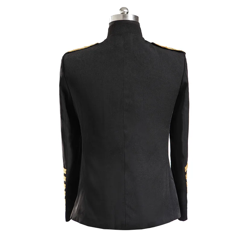 Модный бренд форма Для мужчин блейзеры золото Костюмы Slim черный певец Пром