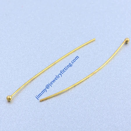 all kinds of jewelry findings wholesale Raw brass metal Ball Pins 0.5*36 mm with 1.5mm beads