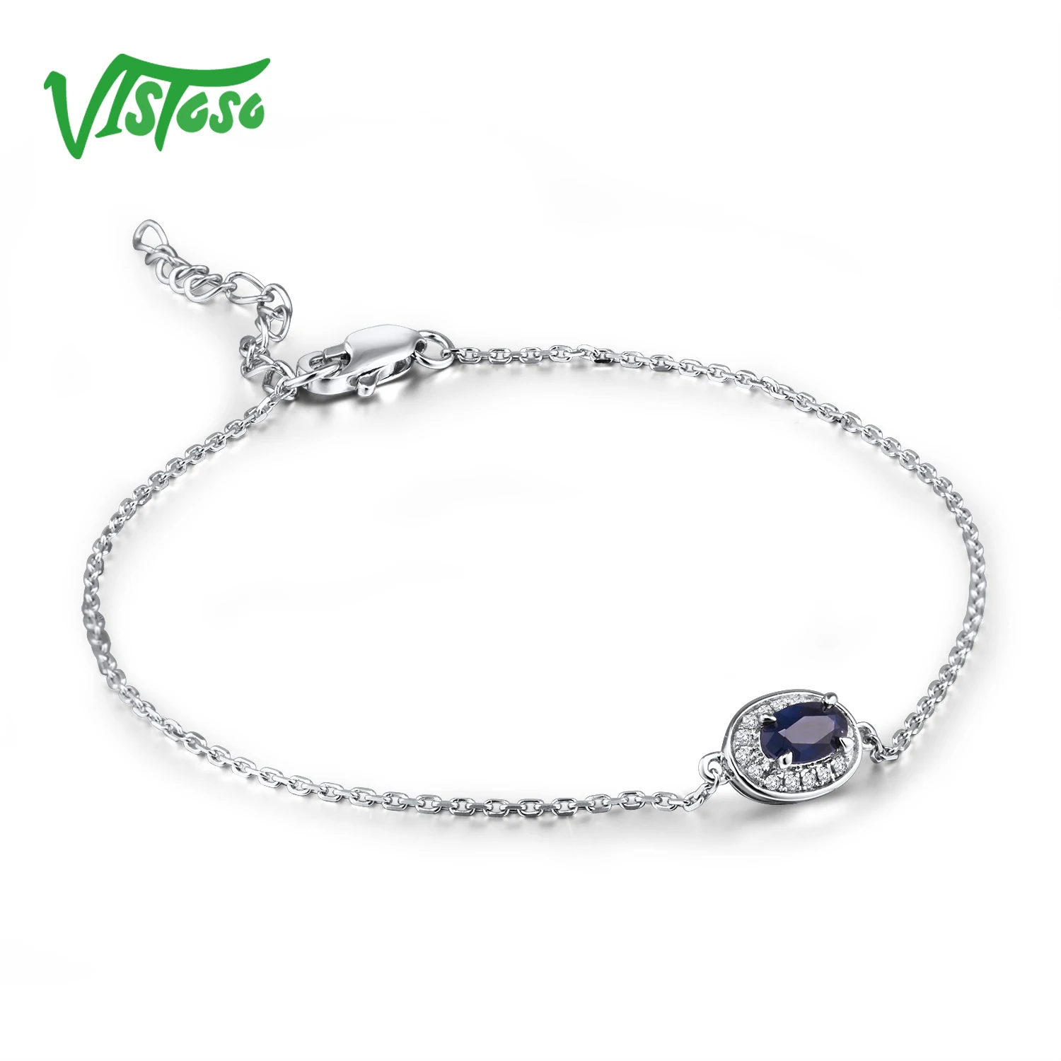 VISTOSO 14 K W/Y/R золотые браслеты для женщин Необычные розовый/синий сапфир/Изумруд/рубиновый Блестящий бриллиантовый браслет юбилей ювелирные изделия