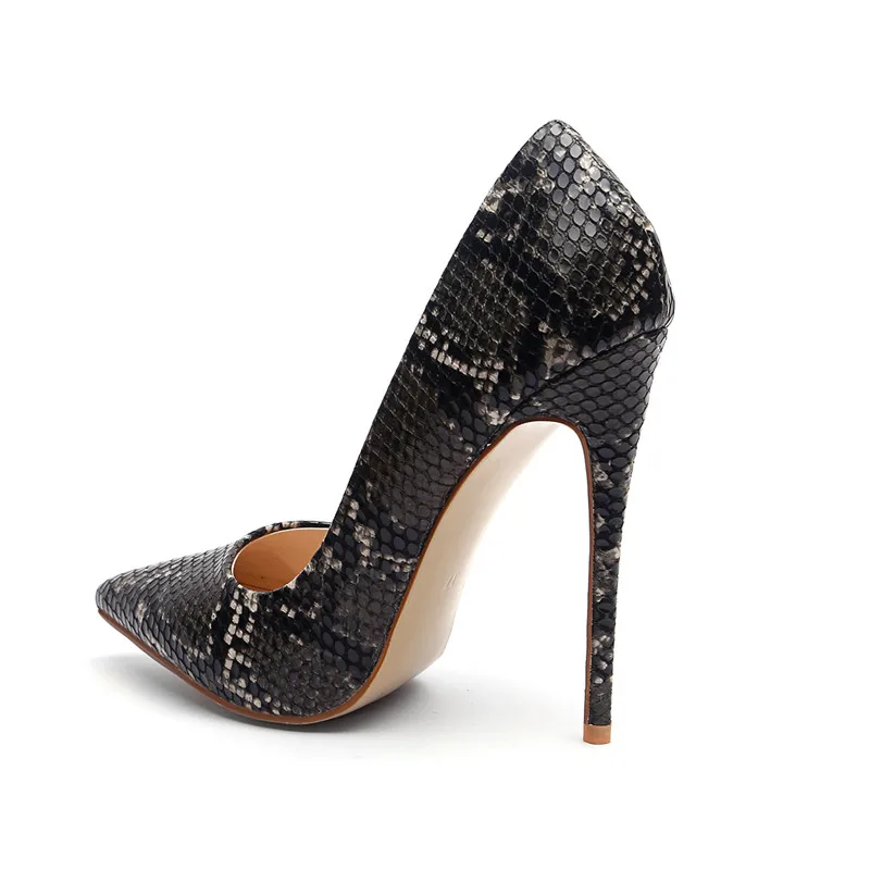 Женские туфли на высоком каблуке COCOAFOAL под змеиную кожу свадебные черные белые