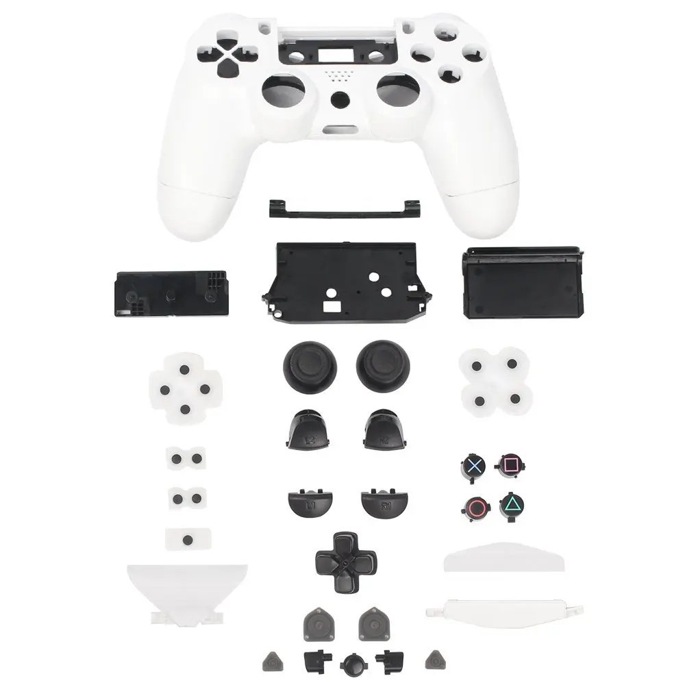 Пластик контроллер Корпус случае В виде ракушки чехол для PS4 контроллер заменяемой кожного покрова для Sony Игровые приставки 4 Ручка - Цвет: White