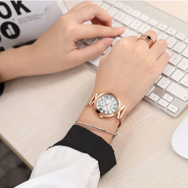 2018 Новое поступление Розовое золото часы женские кварцевые Топ бренд Роскошные