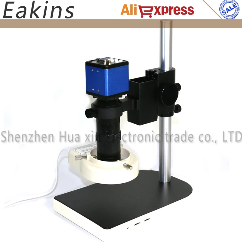 

All set 2.0MP Digital Industrial Microscope VGA Camera 1/3+100X C-Mount Lens+56 LED Ring light+stand holder For PCB /Lab repair