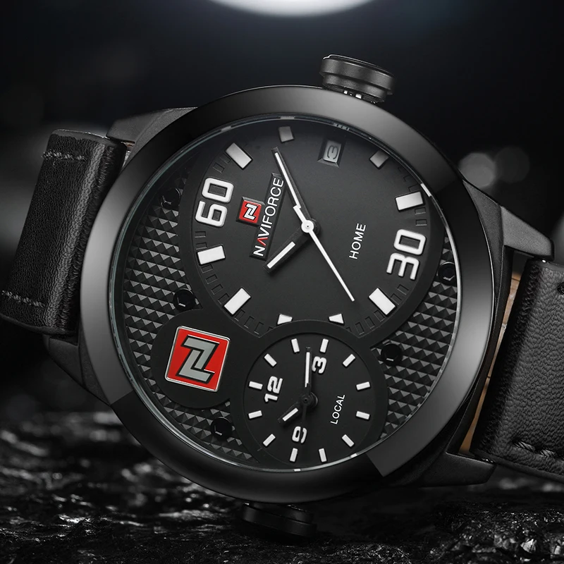 Naviforce Для мужчин Спортивные часы модные роскошные Лидирующий бренд Dual Time