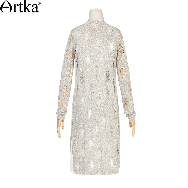 ARTKA/Женская Осенняя новинка однотонная с выемкой раздельная кардиган винтажный