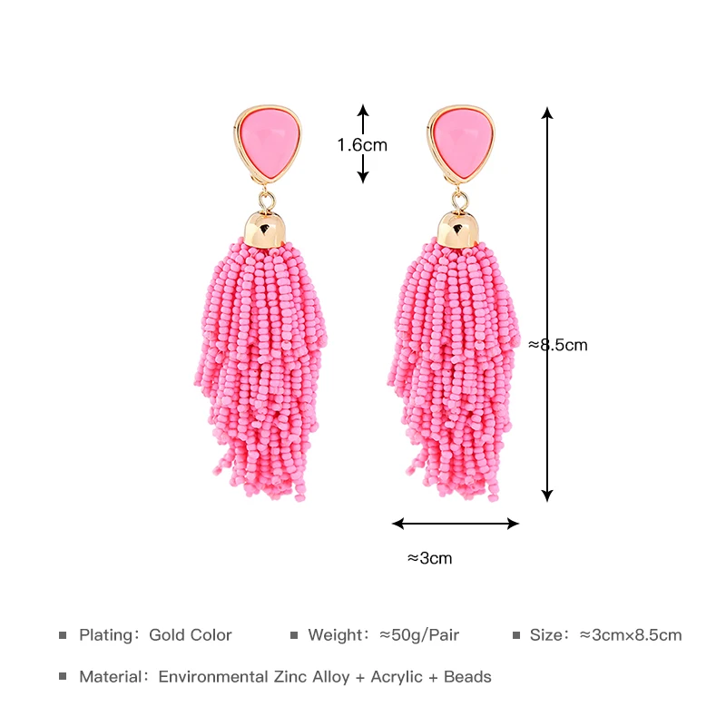 2 цвета розовые и красные серьги с кисточками богемные этнические
