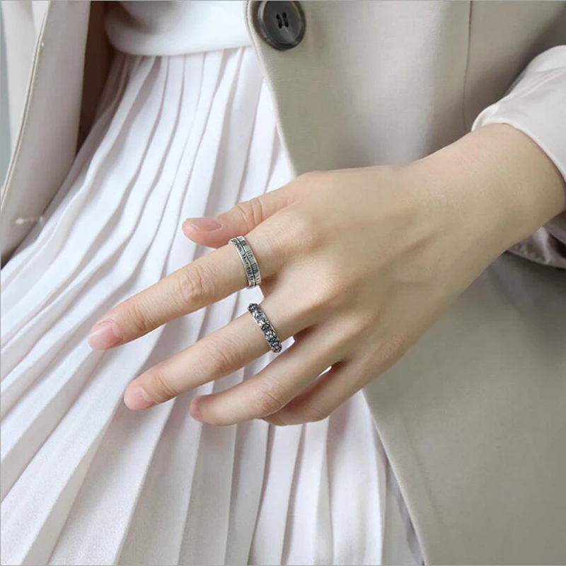 Banny розовый Винтаж в римском стиле цифровой символ двойное кольцо на палец для