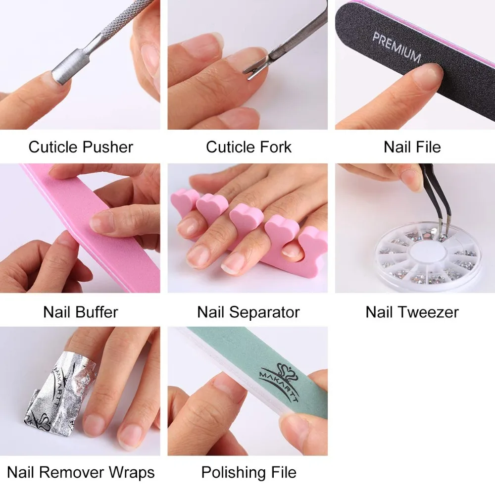 Makartt UV Gel Nail Polish Set Starter Kit DIY Home Gel Kit Set with 6 Colors 24W LED Nail Dryer Lamp Base Top Coat and Manicure