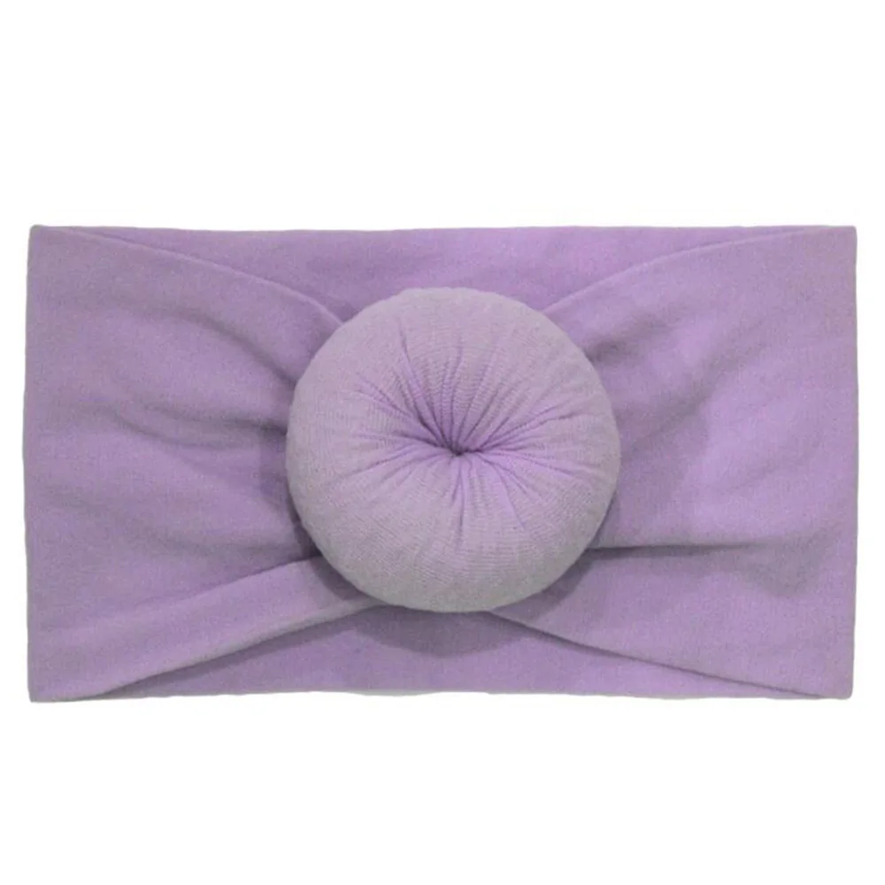 Purple 23 карамельных цвета нейлоновые повязки на голову для детей милые круглые шарики эластичные широкие мягкие ленты для поддержки волос новорожденные дети девочки Дети аксессуары для волос - Цвет: Purple