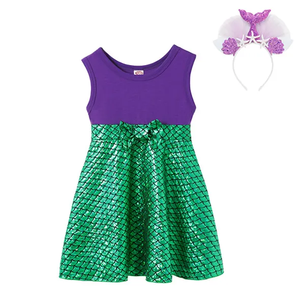 Mermaid Sets Платье для маленьких девочек с изображением Микки Мауса; детские маскарадные костюмы Ариэль; летнее платье принцессы Белоснежки для маленьких девочек; костюмы Белль - Цвет: Mermaid Sets