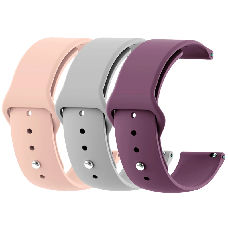 SandPink Gray Purple 18 мм 20 мм 22 мм 3 шт. силиконовый ремешок для часов gear S2 ремешок для samsung gear S3 Classic Frontier Galaxy Watch Amazfit Bip браслет - Цвет ремешка: SandPink Gray Purple