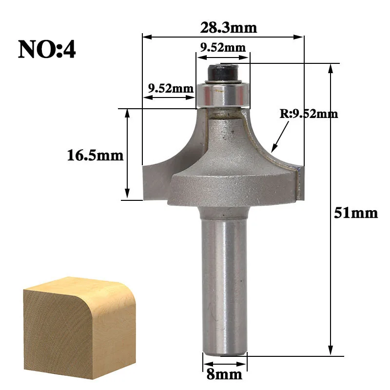 1 шт. 8 мм хвостовик концевые фрезы для закругления углов Вольфрамовая 2 Флейта