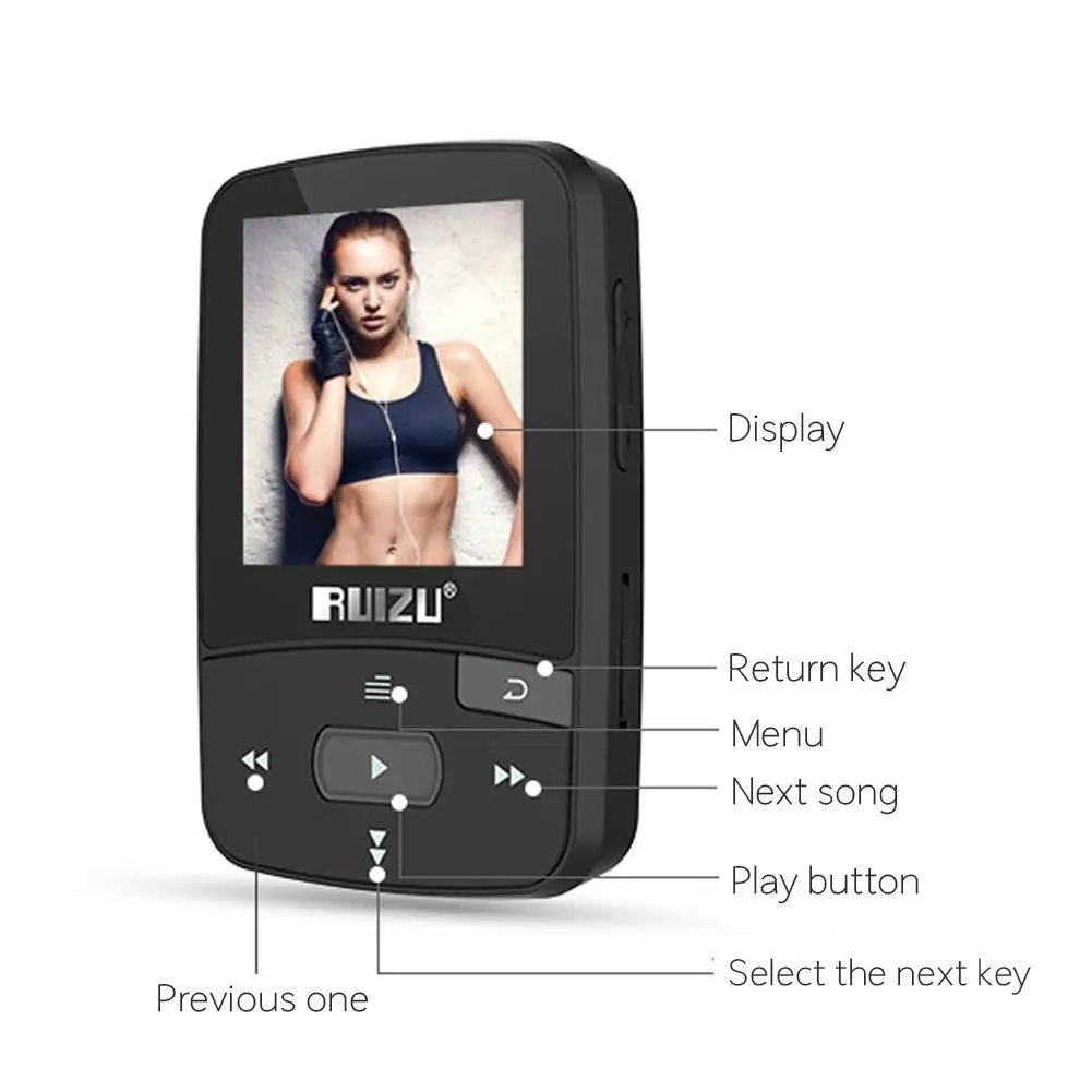 RUIZU X50 Спортивный MP3 музыкальный плеер рекордер fm радио Supprot SD карта клип mp3 8 Гб 4