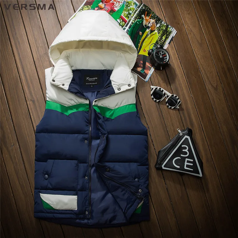VERSMA модные черные зимние теплые мужские без рукавов жилет для мужчин фотограф в
