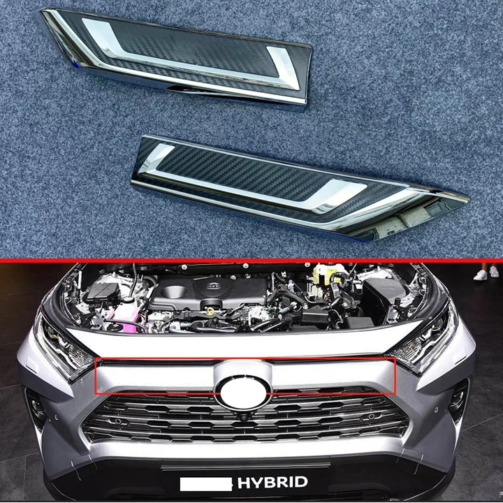 Для TOYOTA Rav4 Hybrid (XA50) 2019 2020 ABS Хромированная передняя Центральная сетчатая крышка