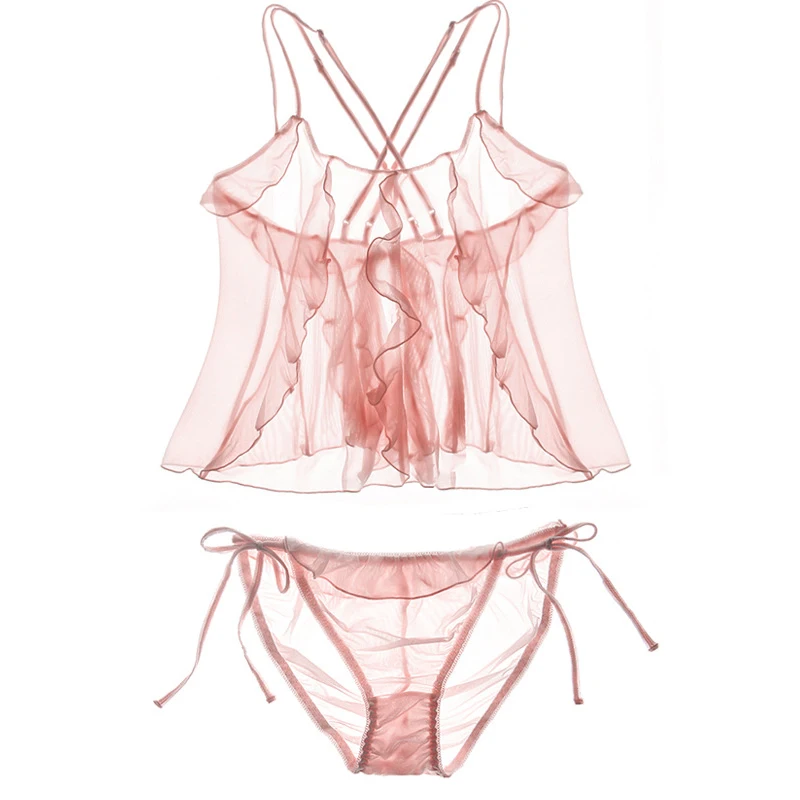 Сексуальный мусс пижамы для сна Летний комбинезон взрослых розовый черный