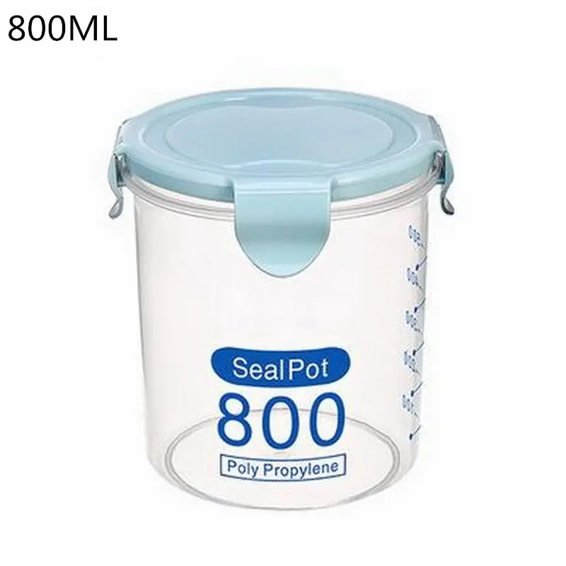 800ml blue Hoomall 4 решетки пластиковая кухонная коробка для хранения холодильник контейнер для сохранения пищи рис бобы Stoarge Jar с крышкой уплотнения - Цвет: 800ml blue